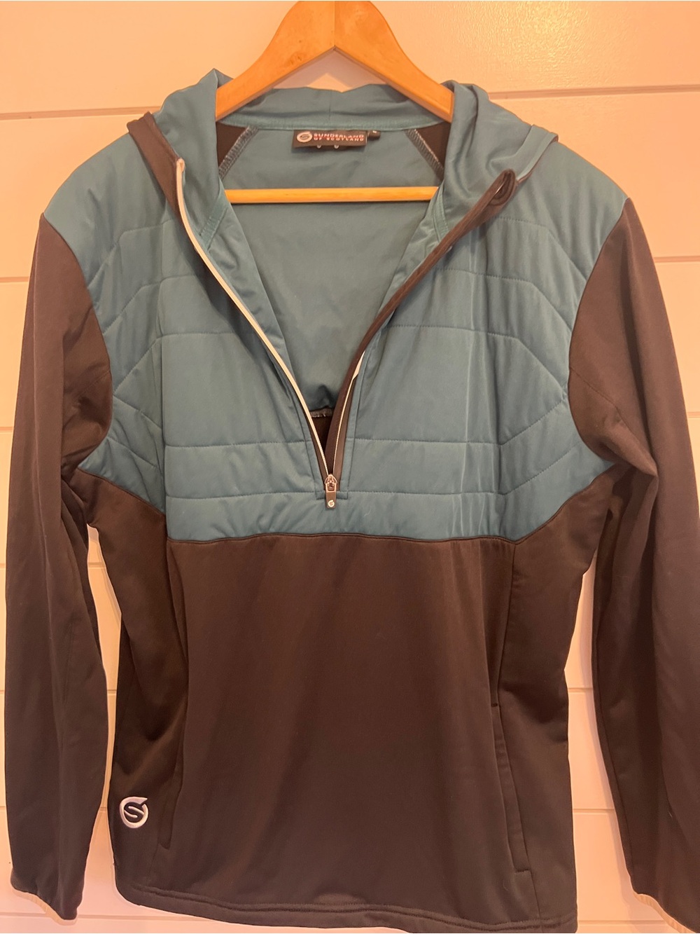 Men's Two-Tone Performance Pullover Jacket - Teal & Charcoal